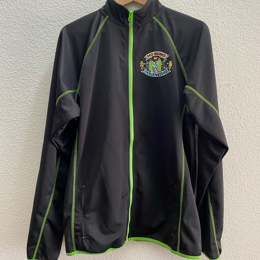 Des Moines Marathon 2019 Track Jacket Leslie Jordan Black Full Zip Men's XL